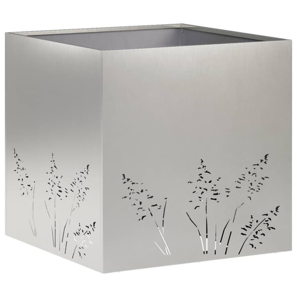 Trädgårdsplanterare 2 st Silver 50 x 50 x 49 cm Rostfritt stål