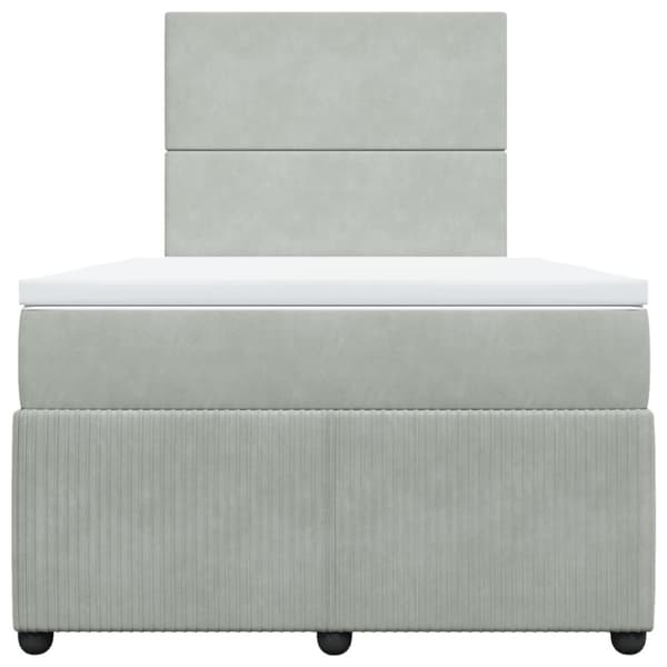 Ramsäng med madrass ljusgrå 120x200 cm sammet