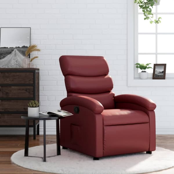 Reclinerfåtölj vinröd konstläder