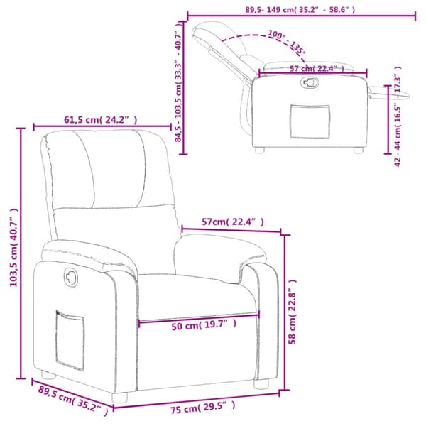 Reclinerfåtölj beige mikrofibertyg