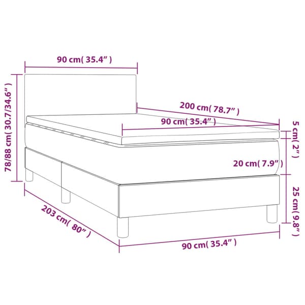 Ramsäng med madrass mörkblå 90x200 cm sammet