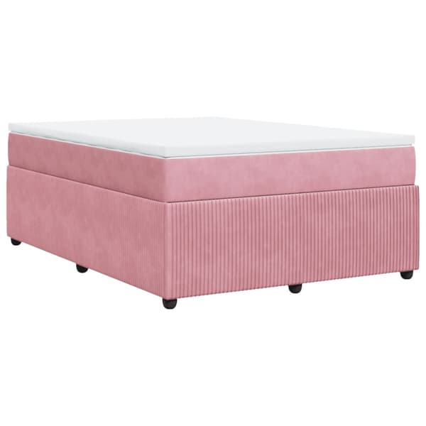 Ramsäng med madrass rosa 160x200 cm sammet