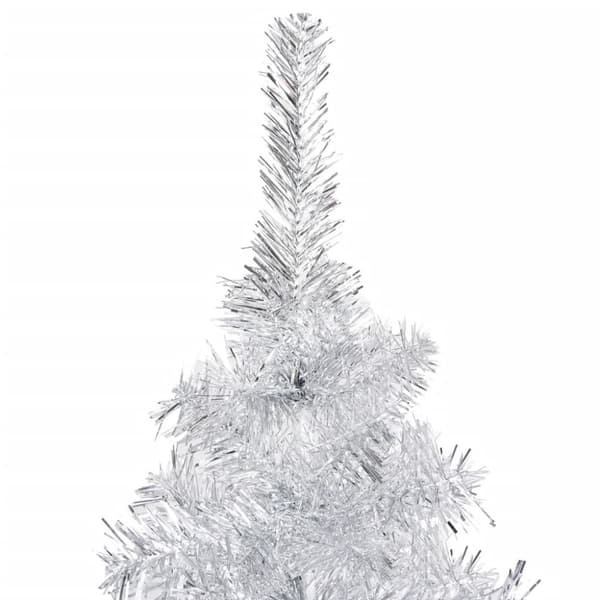 Belyst plastgran med kulor silver 120 cm PET