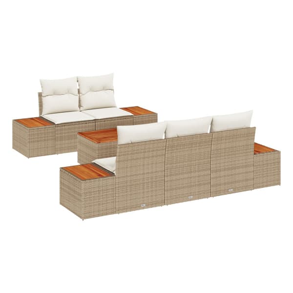 Trädgårdsoffset 6 st Beige Poly rattan