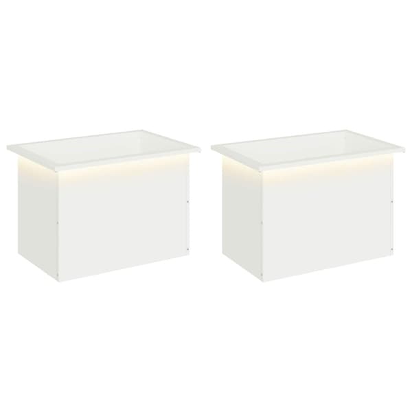 Odlingslåda med LED 2 st Vit 40 x 60 x 40 cm Stål