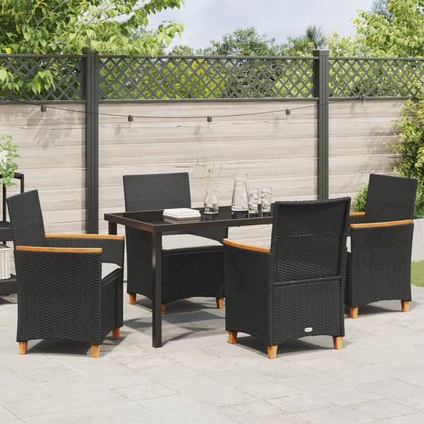Trädgårdsmöbelset 5 pcs Svart konstrotting