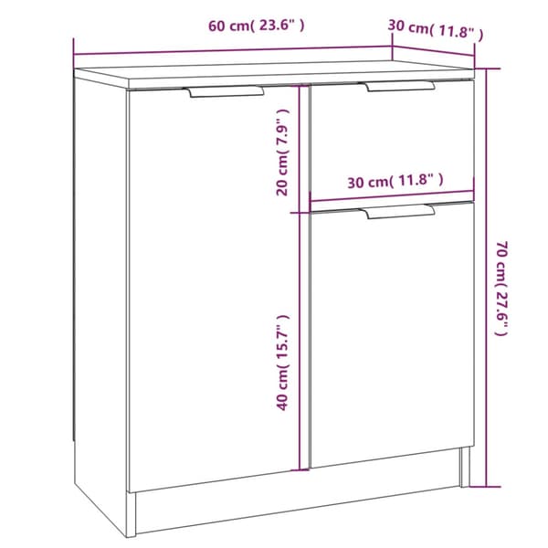 Skänk vit 60x30x70 cm konstruerat trä
