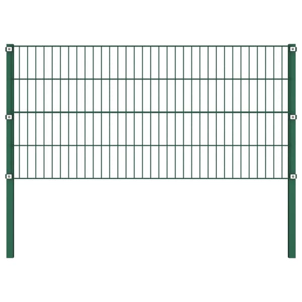 Staketpanel med stolpar järn 349x80 cm grön