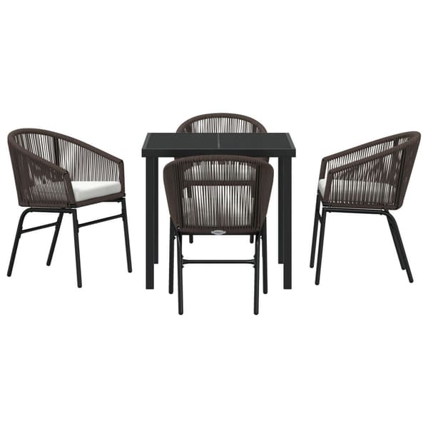 Trädgårdsmöbelset 5 pcs Brun Pulverlackerat stål
