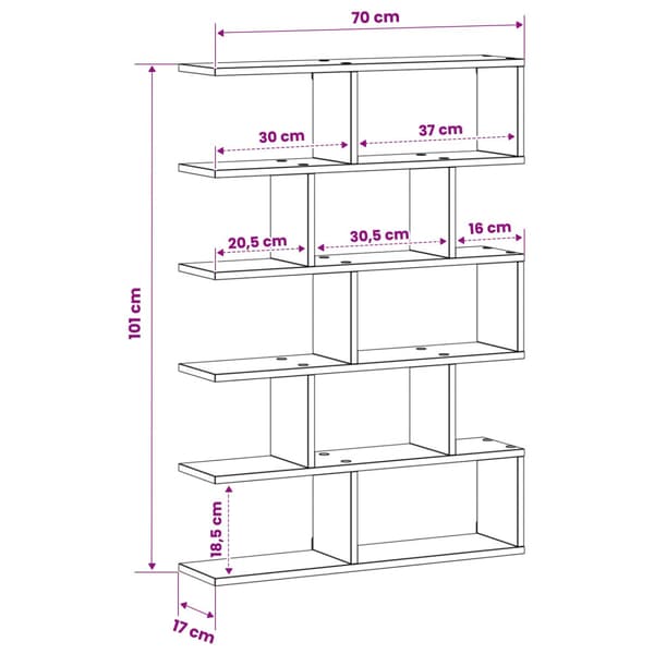 Vägg hylla Vit 70 x 17 x 101 cm Konstruerat trä