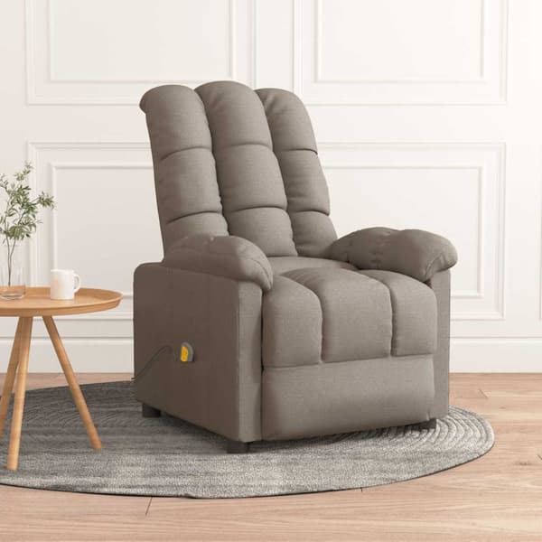 Massagefåtölj taupe tyg