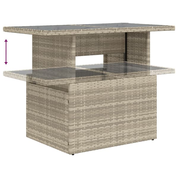 Trädgårdsoffset med kudde 7 pcs Ljusgrå Poly rattan