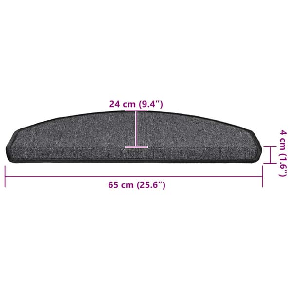 Trappmattor 20 st 65x24x4 cm antracit halvrunda stora