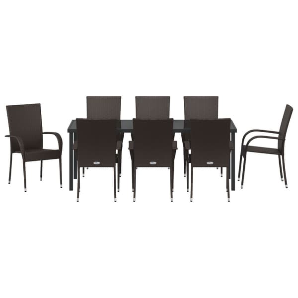 Trädgårdsmöbelset 5 pcs Brun Pulverlackerat stål