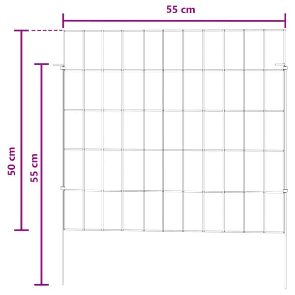 Trädgårdsstängsel med pålar 48 pcs 55 x 50 cm Mesh Silver