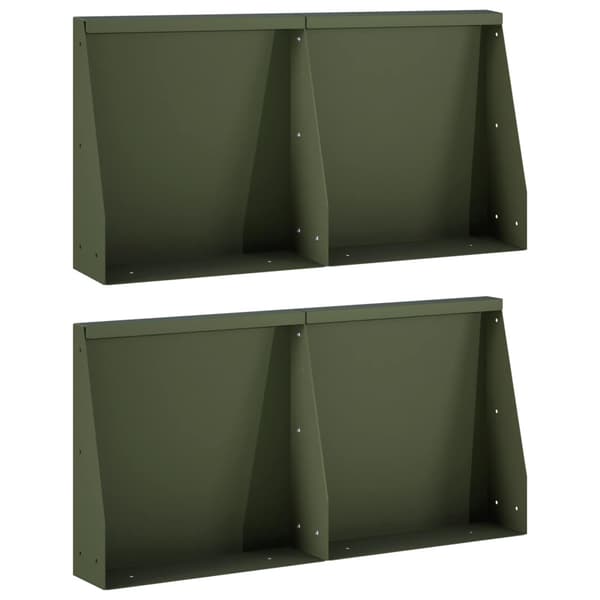 Stödvägg 4 st 40 x 12 x 30 cm Stål Olivgrön