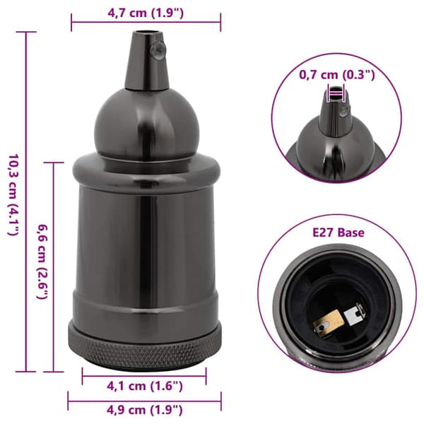 Lamphållare 2 st blank svart E27