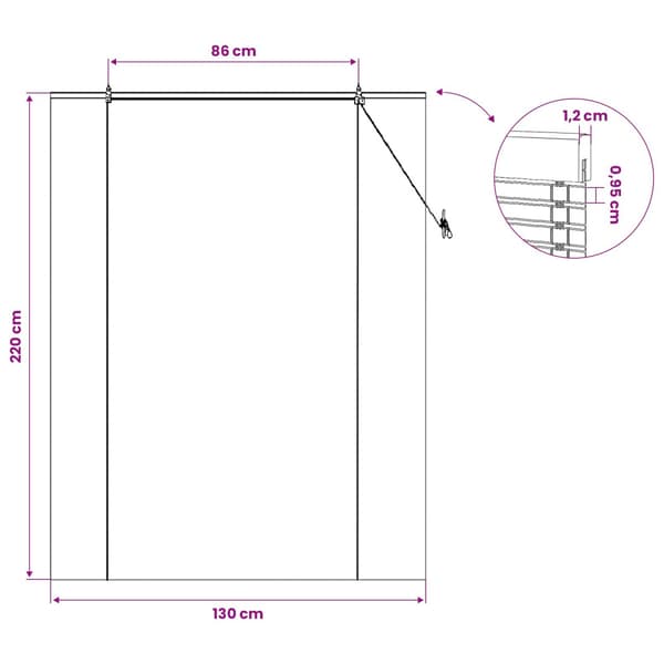 Rullgardin Natur 130 x 220 cm Bambu