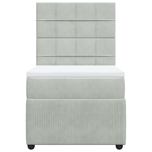 Ramsäng med madrass ljusgrå 100x200 cm sammet