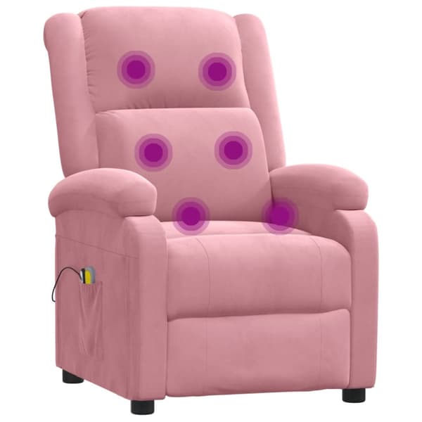 Elektrisk massagefåtölj rosa sammet