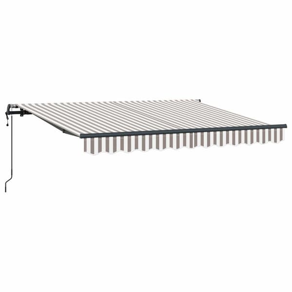 Utfällbar markis Ljusgrå och vit. 450 × 350 cm