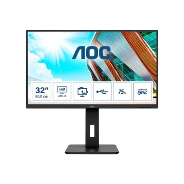 AOC U32P2 - LED-skärm - 4K - 31.5" Svart