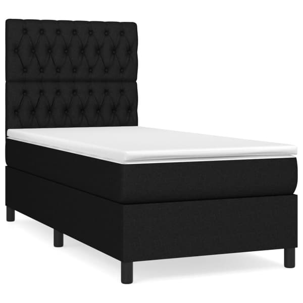 Ramsäng med madrass svart 90x190 cm tyg