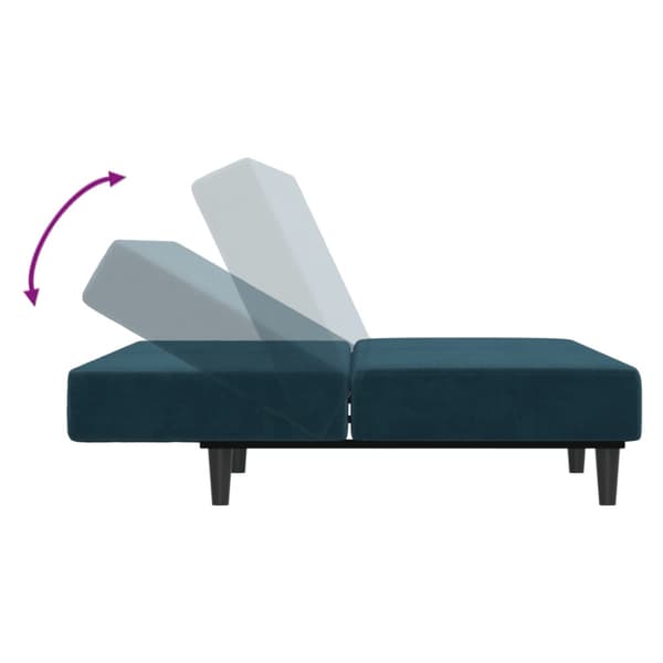 Bäddsoffa 2-sits blå sammet