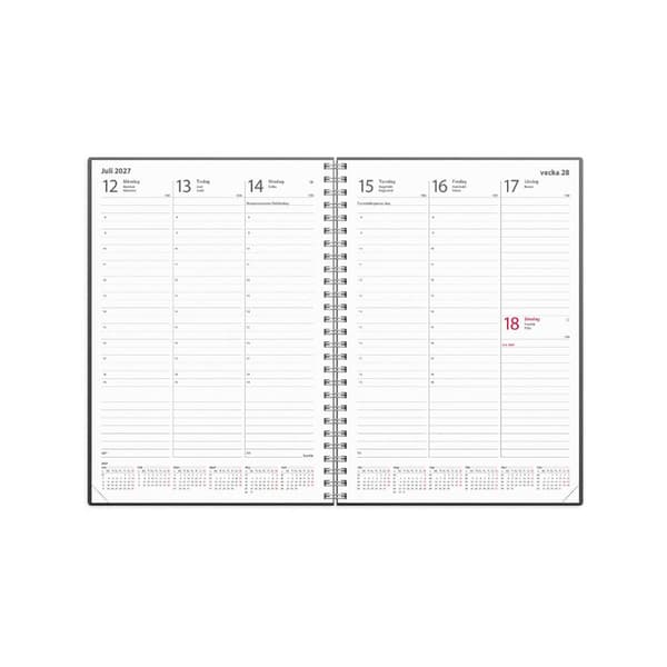 Kalender Weekly A5 2027 konstläder svart