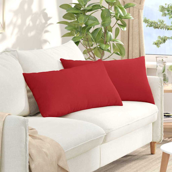 Sofakuddar 2 pcs Röd 80 x 40 cm tyg