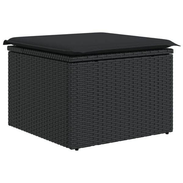 Trädgårdsoffset med kudde 7 pcs Svart Poly rattan