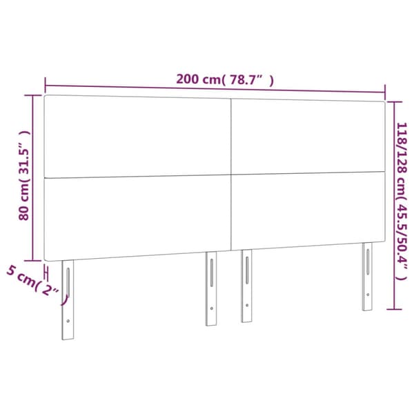 Sänggavel rosa 200x5x118/128 cm sammet