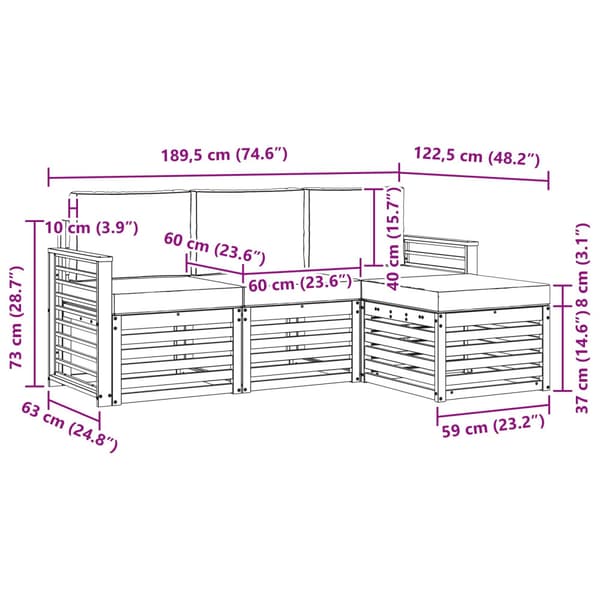 Utomhussoffset med kudde 4 pcs Naturlig och Antracit