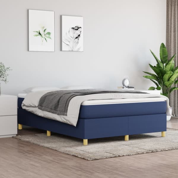 Boxspring-sängram blå 140x190 cm tyg