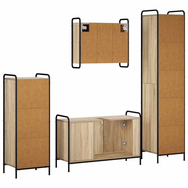 Badrumsskåpsset 4 st Sonoma-ek 40 x 36 x 181 cm Konstruerat trä