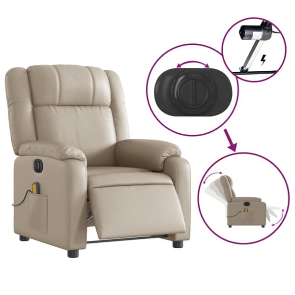Elektrisk massagefåtölj cappuccino konstläder