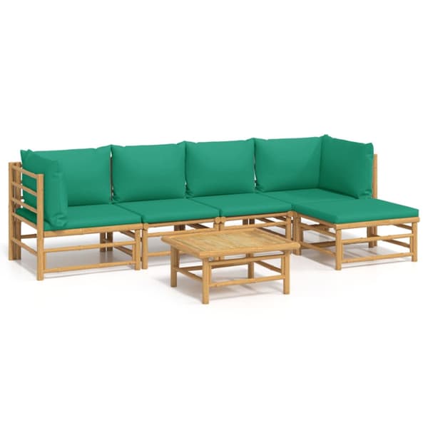 Loungegrupp 6 delar gröna dynor bambu