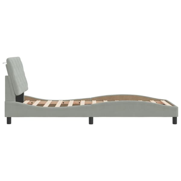 Bed Frame with LED without Mattress Light Grey 90x200 cm Velvet