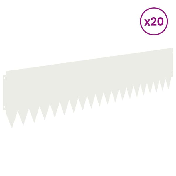 Kant för gräsmatta 20 pcs 103 x 25 cm Stål Vit
