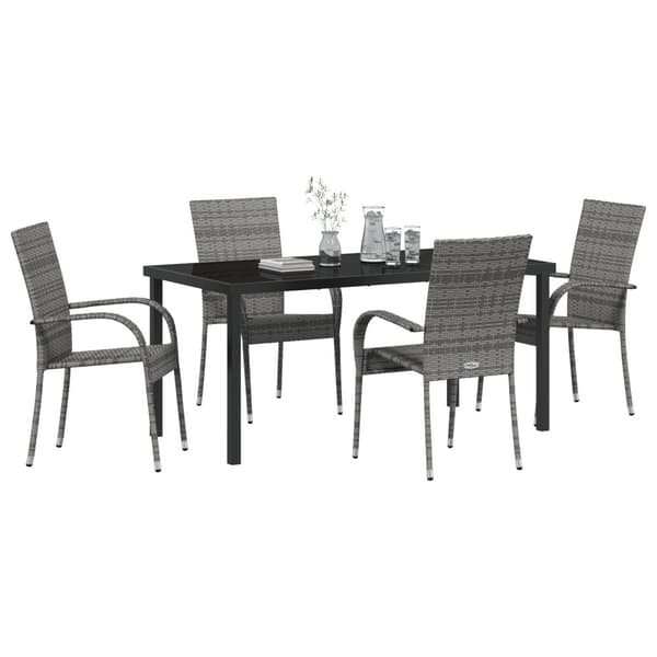 Trädgårdsmöbelset 5 pcs Grå Pulverlackerat stål