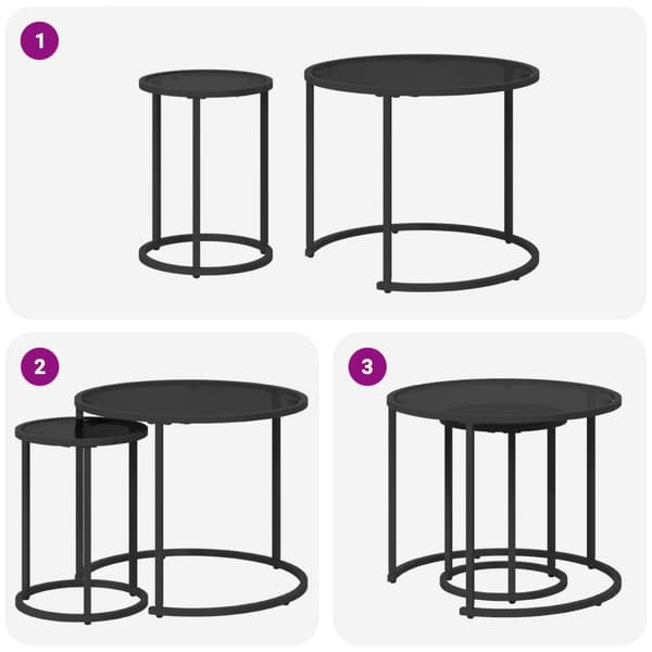 Kaffebordsset 2 pcs 55 x 55 x 45 cm stål