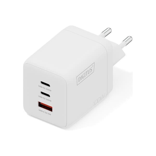 Digitus strömadapter - GaN - 2 x USB-C, USB - 100 Watt