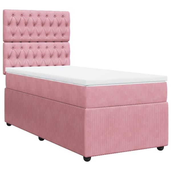 Ramsäng med madrass rosa 90x190 cm sammet