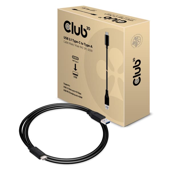 Club 3D - USB typ C-kabel - USB-C till USB - 1 m