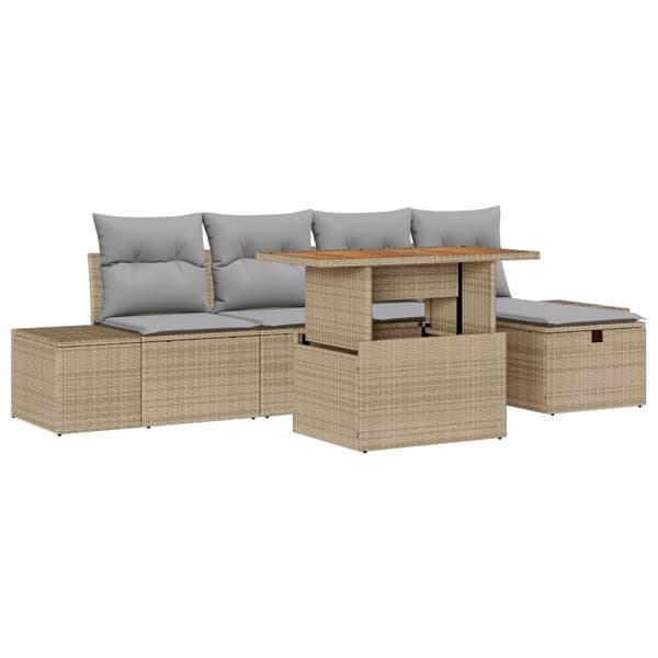 Trädgårdsoffset 6 st Beige konstrotting