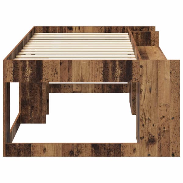 Barnsängsram med förvaring Gammalt trä 90 x 200 cm