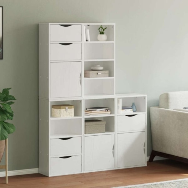 Sidoskåp 5 st "ODDA" vit 40x24x79 cm massivt trä furu