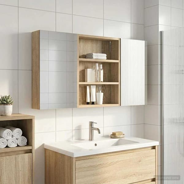 Badrumsskåpsset 3 st 100 x 10,5 x 50 cm Konstruerat trä