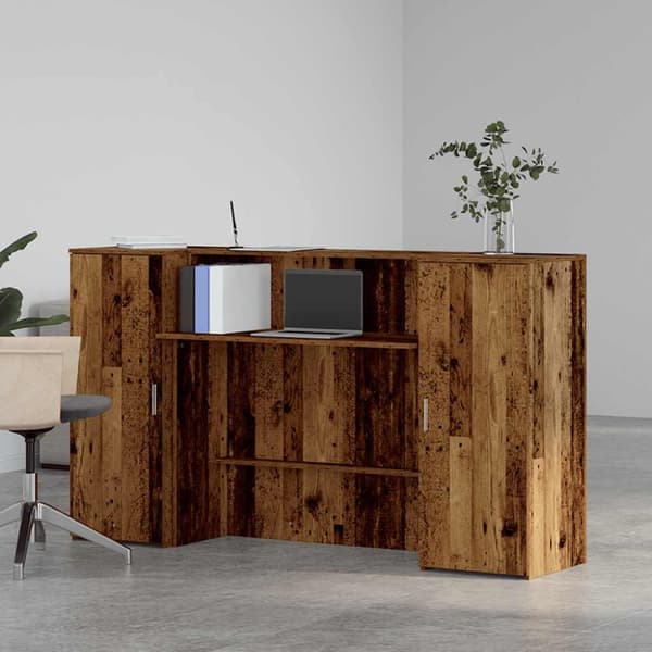 Receptionsdisk åldrat trä 180x50x103,5 cm konstruerat trä