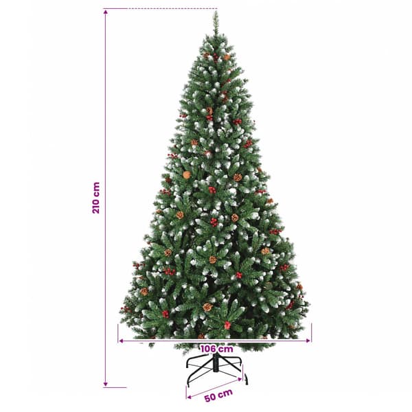 Konstgjord julgran grön med julkula 210 cm 300 LED-lampor